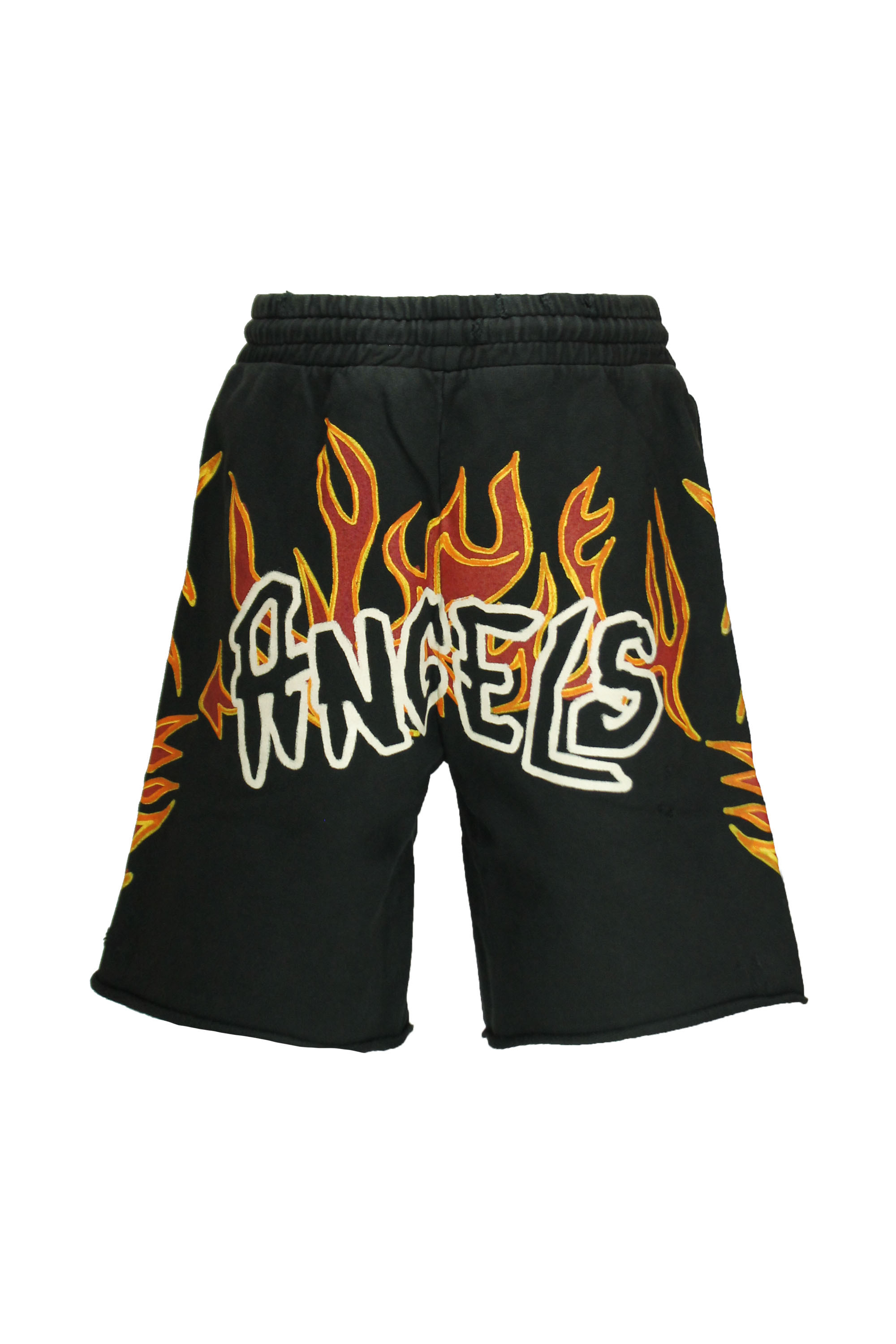 Palm Angels Graffiti Flames Logo-print Shorts In Black