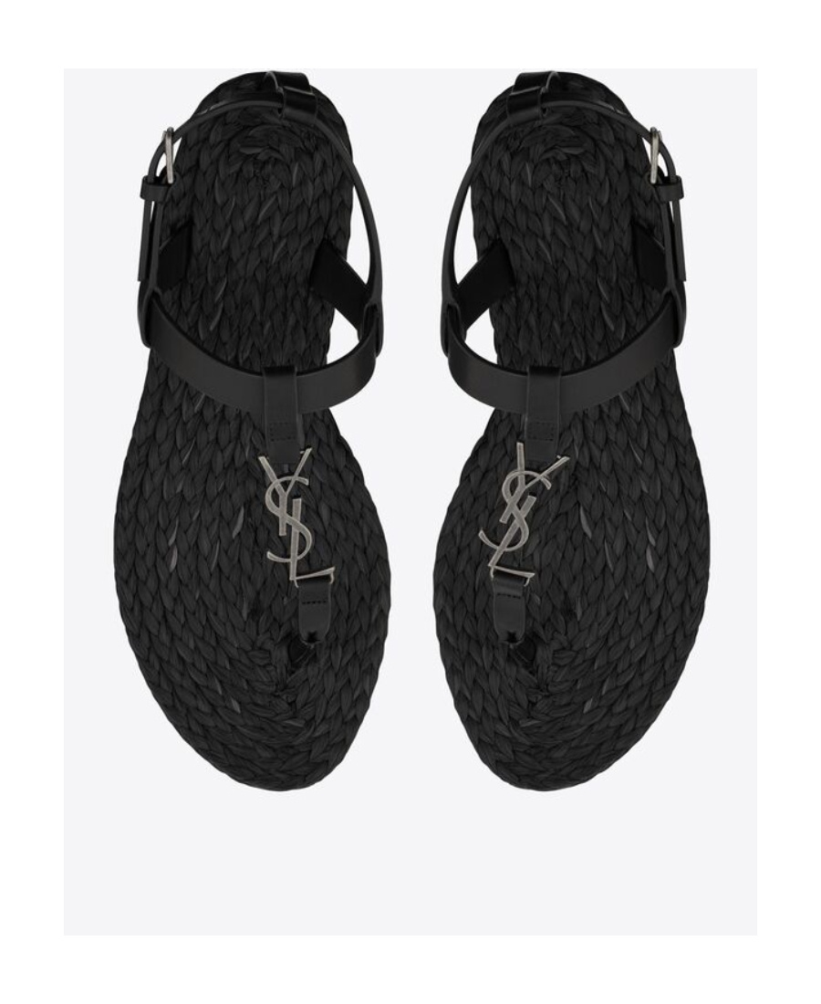 Saint Laurent Cassandra Monogram-logo Sandals In Black