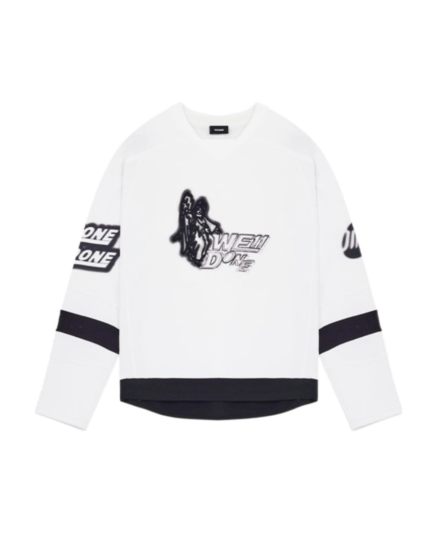 We11 Done T-shirt With Round Neck And Long Sleeves In White