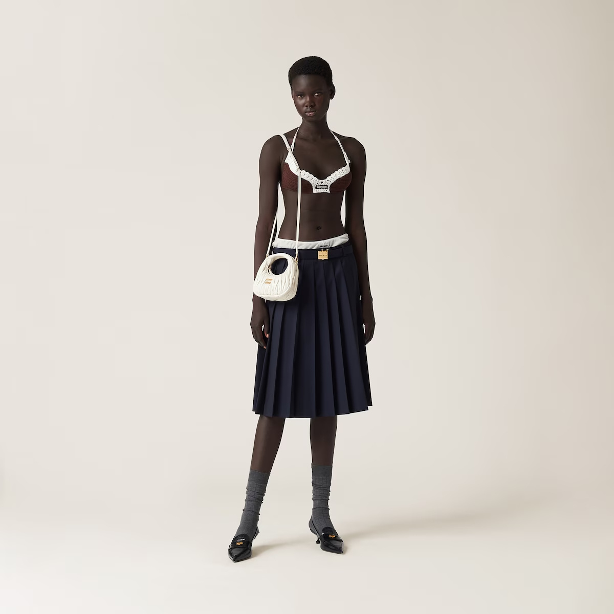 Miu Miu Miu Wander Matelassé Nappa Leather Hobo Mini-bag