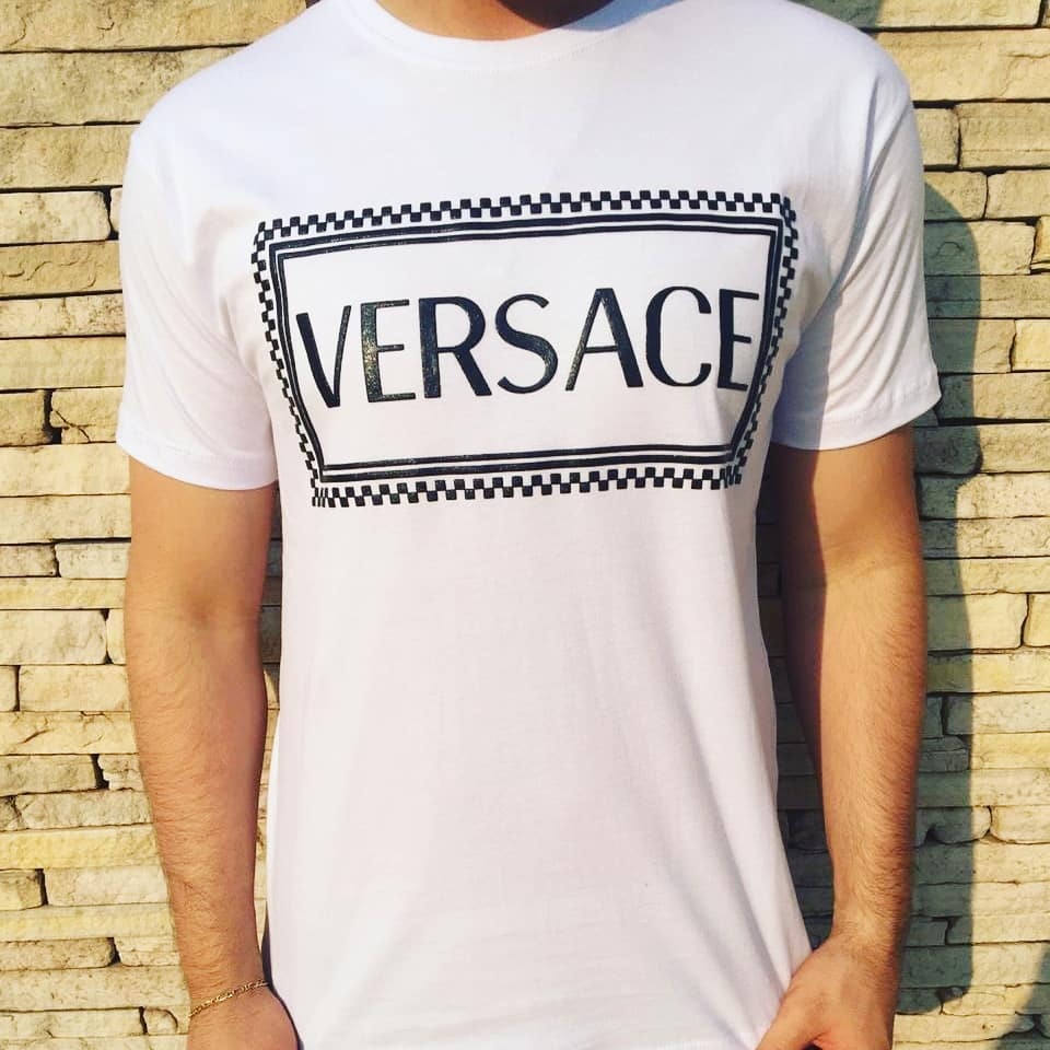 Versace Embroidered Logo T-shirt In White