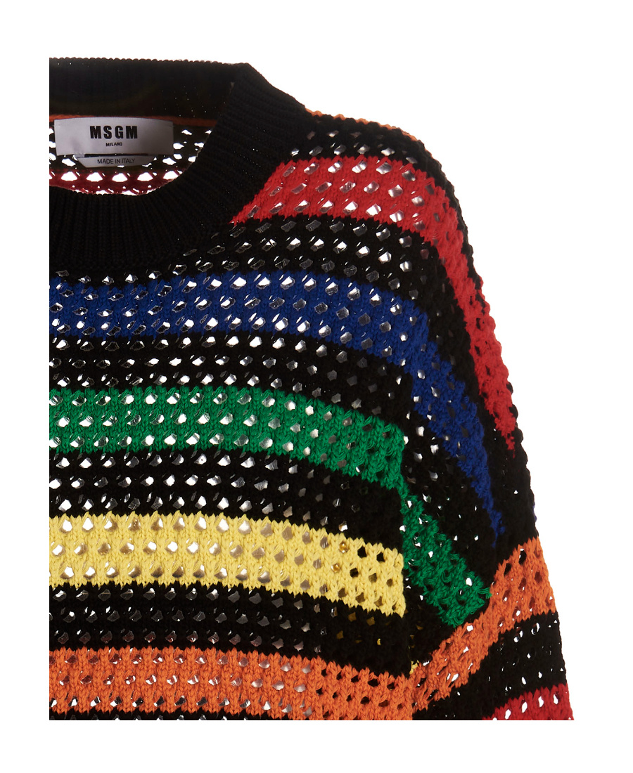 Msgm Multicolor Striped Sweater Sweaters And Cardigans Multicolor In Black