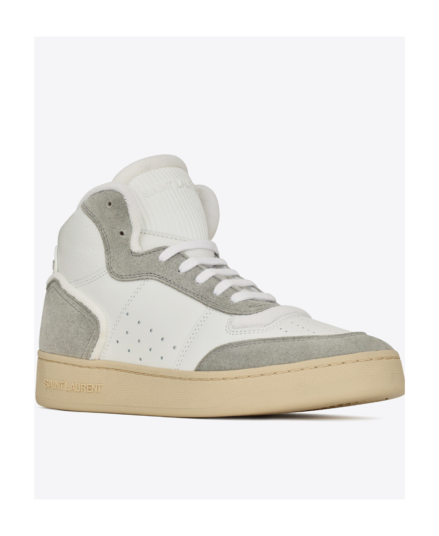 Saint Laurent Sl/80 Sneakers In Leather And Suede In White