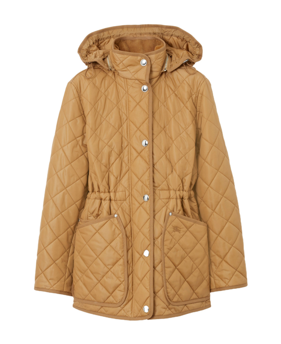 Burberry Diamond-quilted Hooded Jacket In Nude