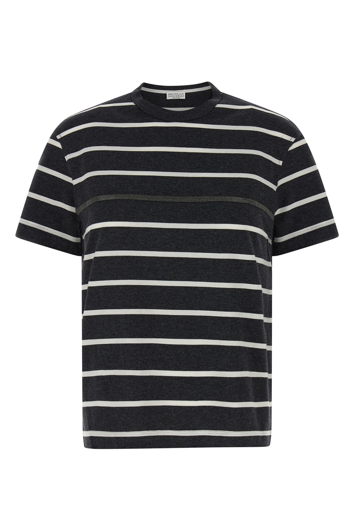 Brunello Cucinelli Monili Striped Short-sleeve Cotton T-shirt In Black