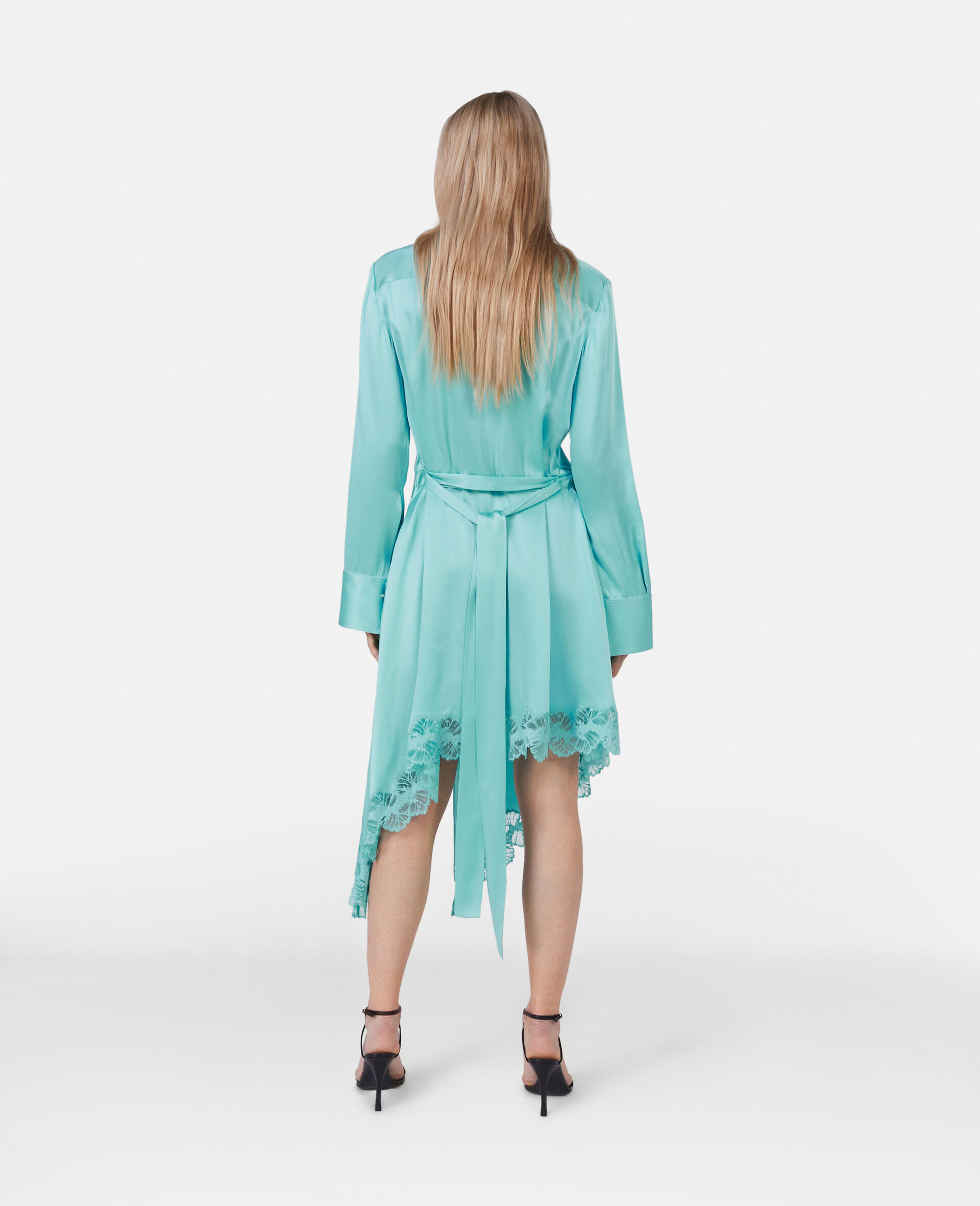 STELLA MCCARTNEY DOUBLE SATIN LACE-TRIM DRESS