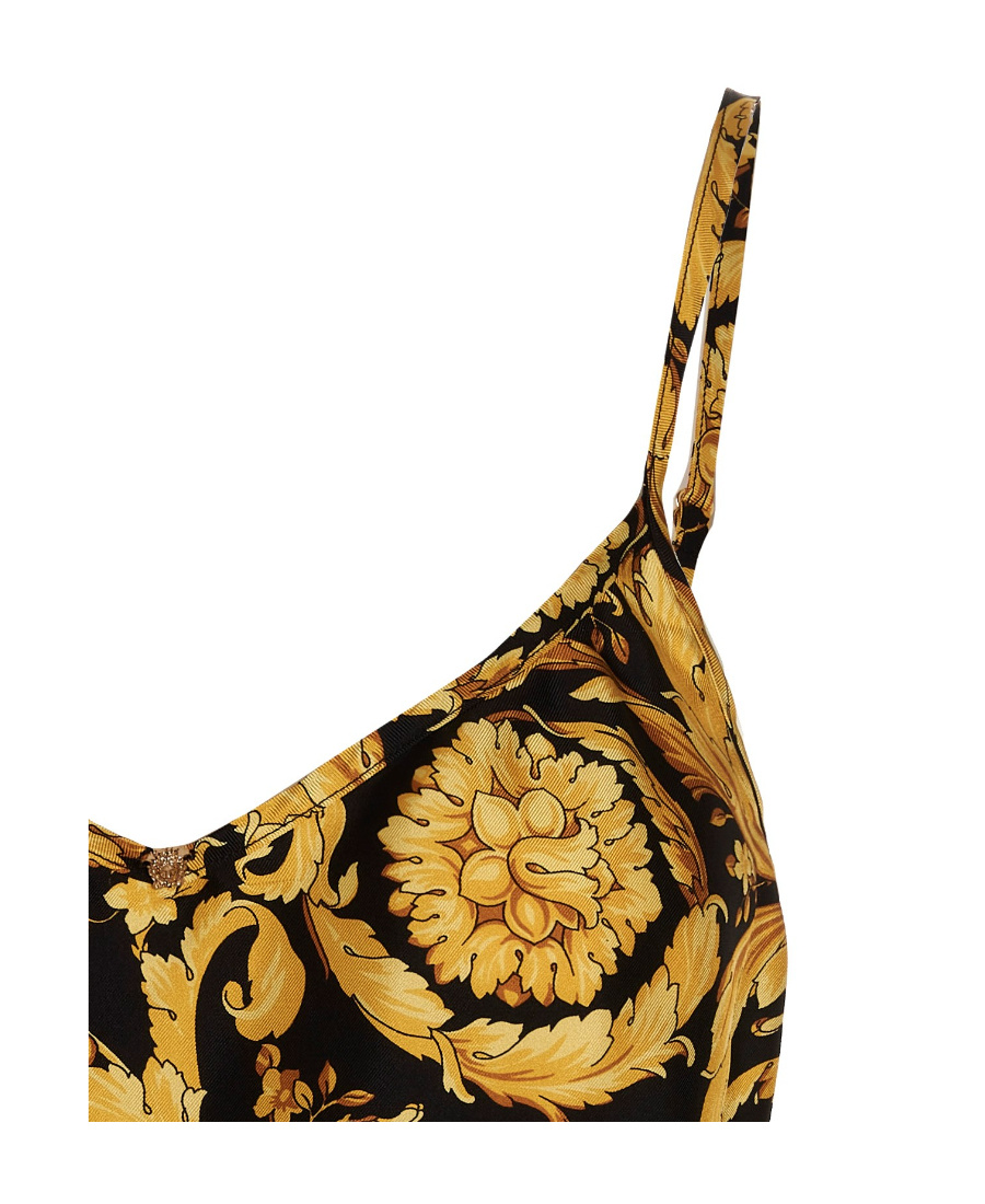 Versace Barocco Print Silk Camisole In Black