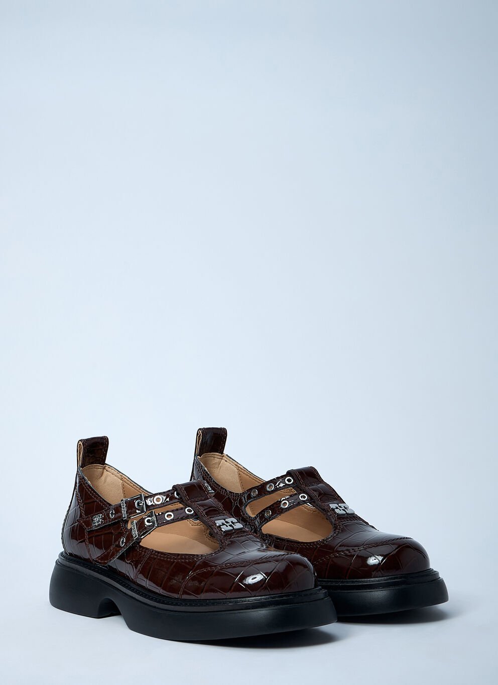 Ganni Butterfly Crocodile-effect Buckle Loafers