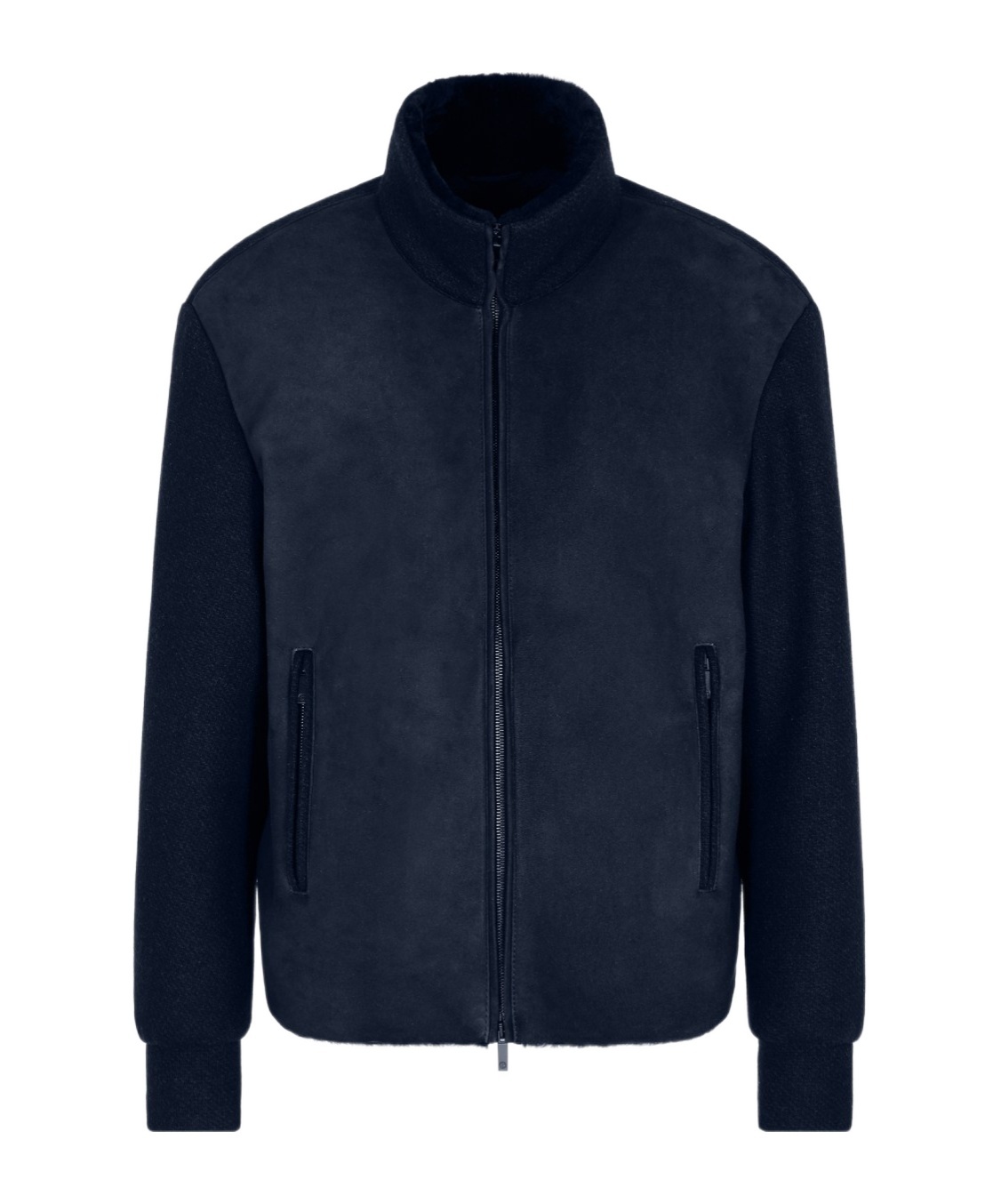 Giorgio Armani High-neck Bomber Jacket In Blue