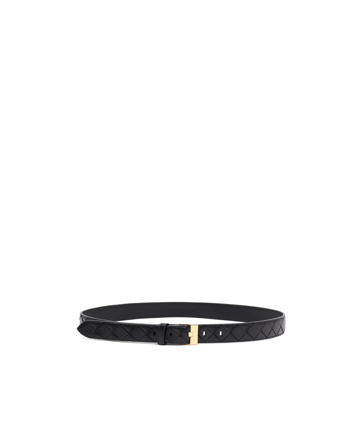Bottega Veneta Black Belt With All-over Intreccio Motif In Leather Woman