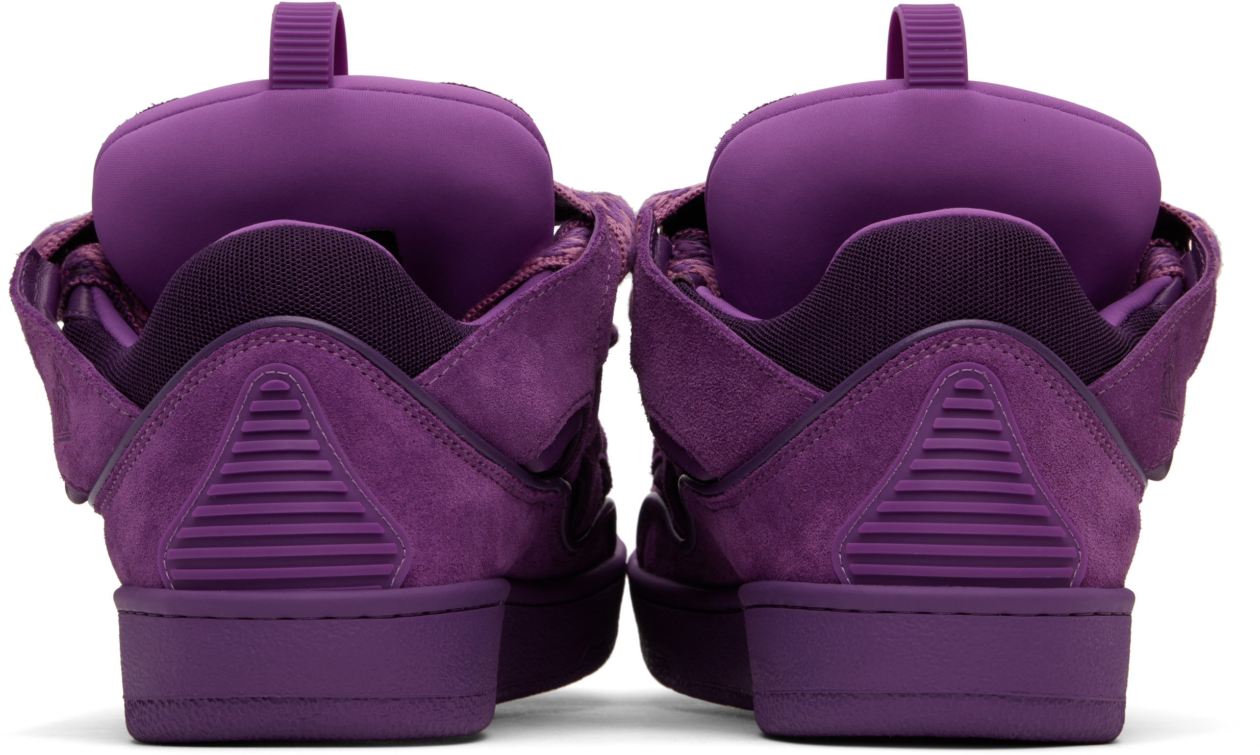 Lanvin Curb Leather Sneakers In Purple