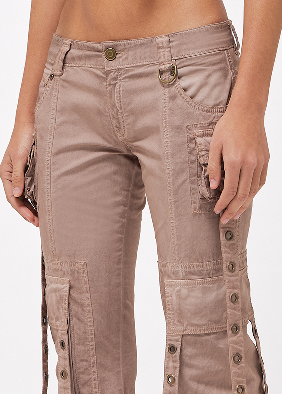 Blumarine Low-rise Flared Cargo Trousers In Brown