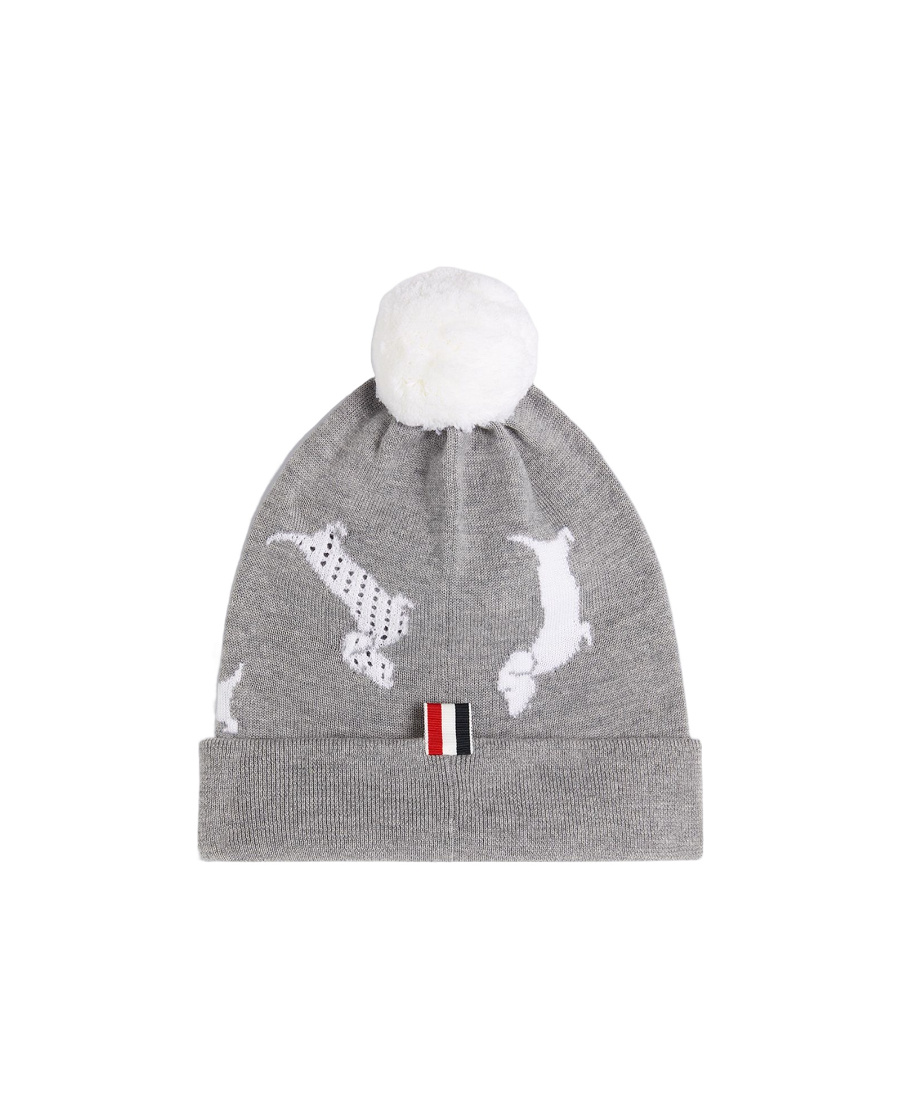 THOM BROWNE POMPOM-DETAIL HECTOR BEANIE
