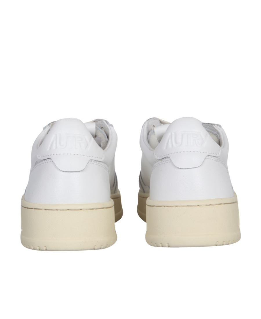 Autry Medalist Low White Sneakers With Suede Inserts And Tonal Heel Tab In Leather Man In White