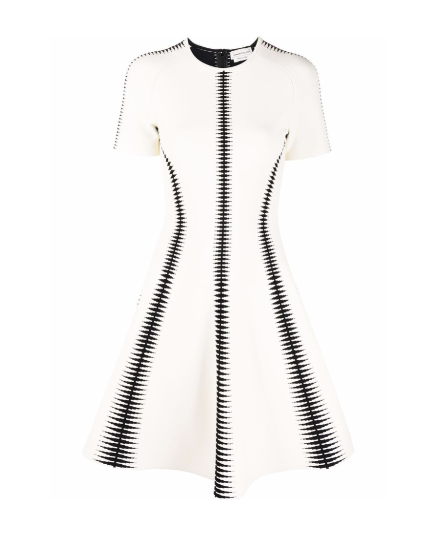 Alexander Mcqueen Spine Jacquard-pattern Mini Dress In White