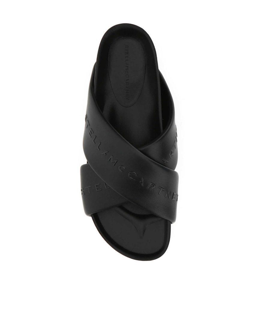Stella Mccartney Logo-strap Flatform Sandals In Black