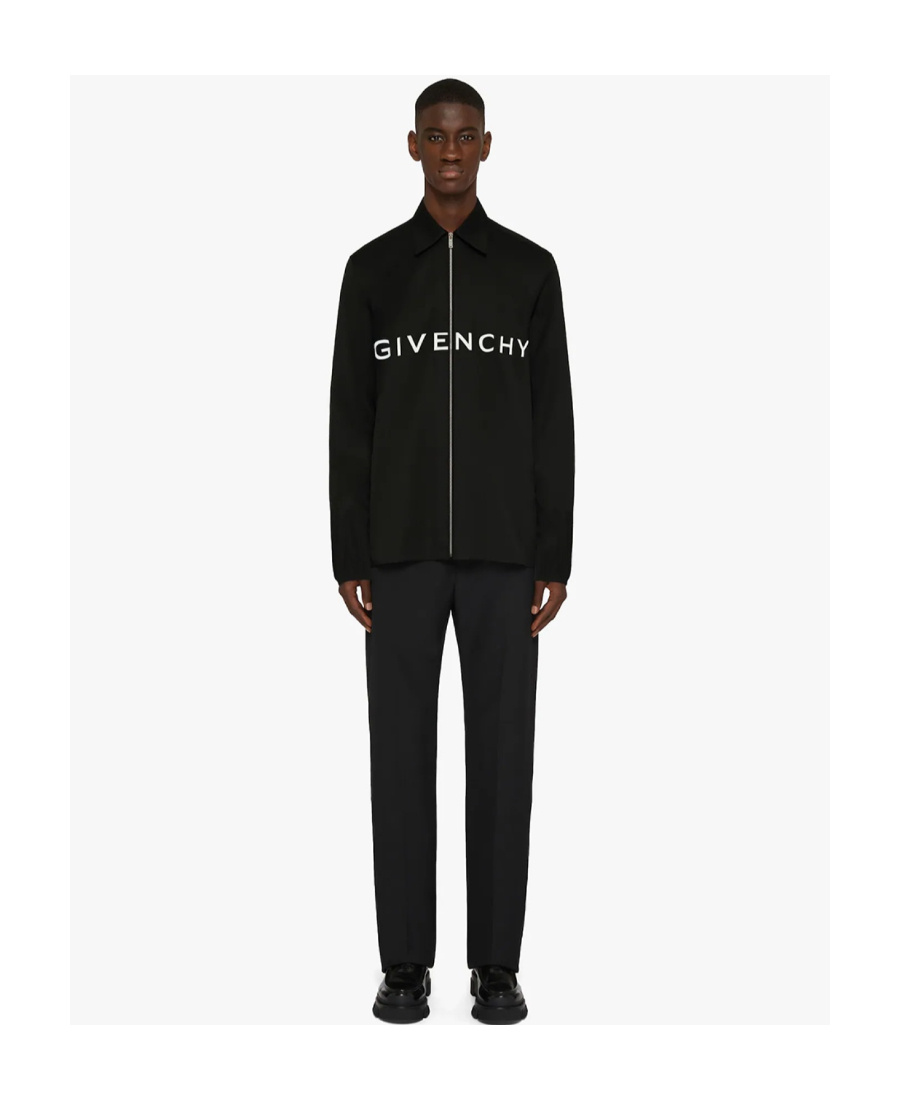 Givenchy Zip-up Logo-print Shirt In Black