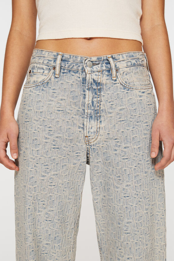 Acne Studios Letter Combination Denim Trousers In Gray