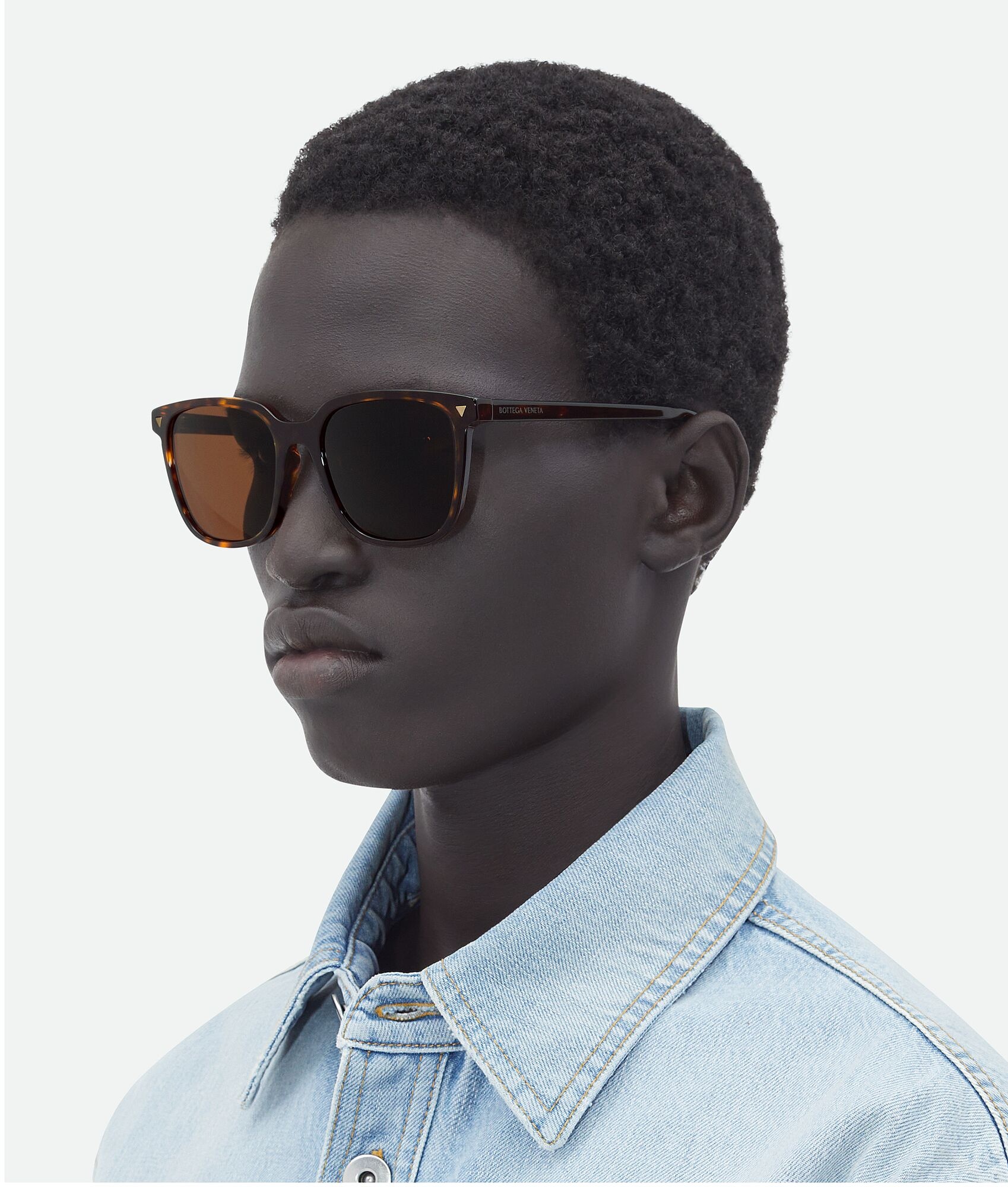 Bottega Veneta Square Logo Sunglasses In Brown
