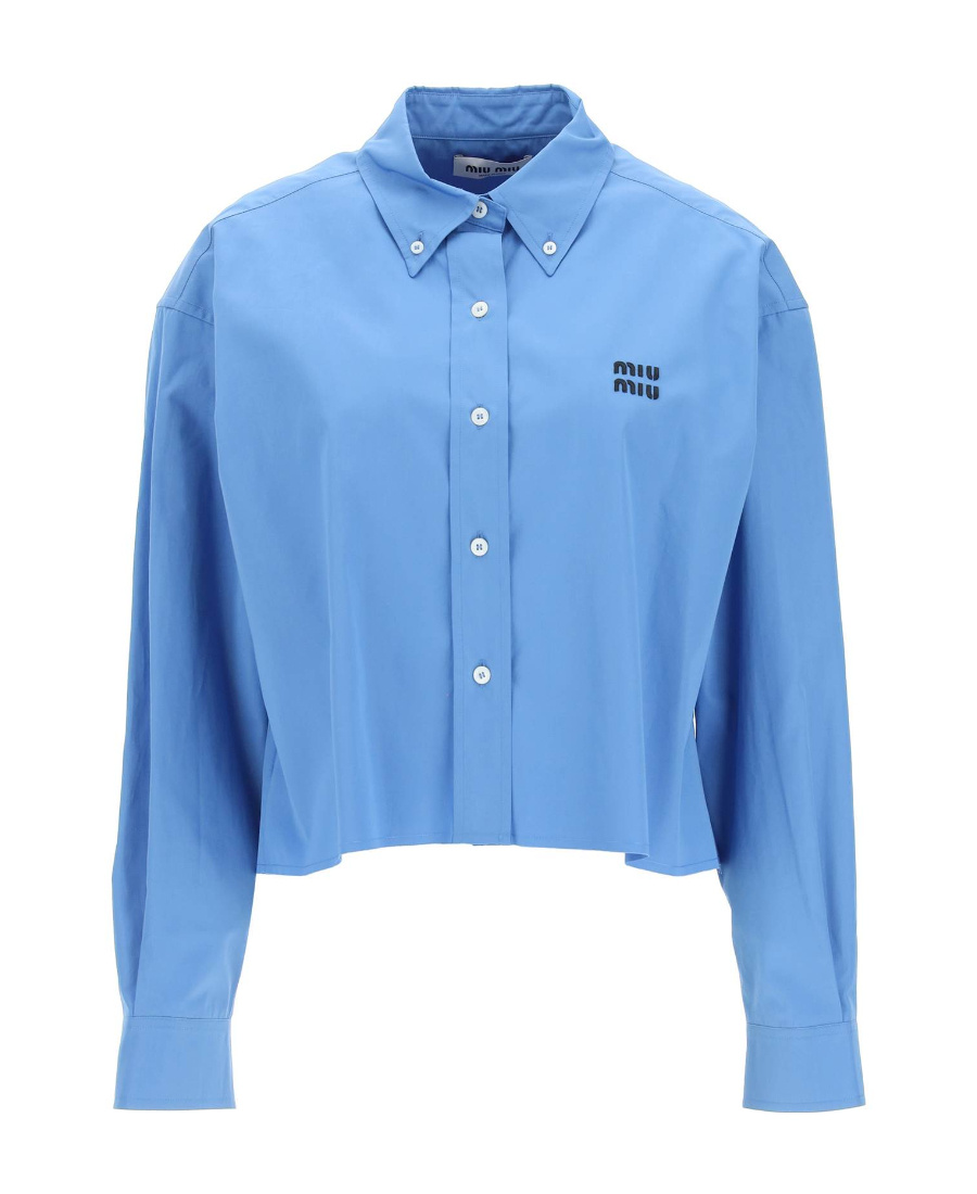 Miu Miu Poplin Shirt In Blue