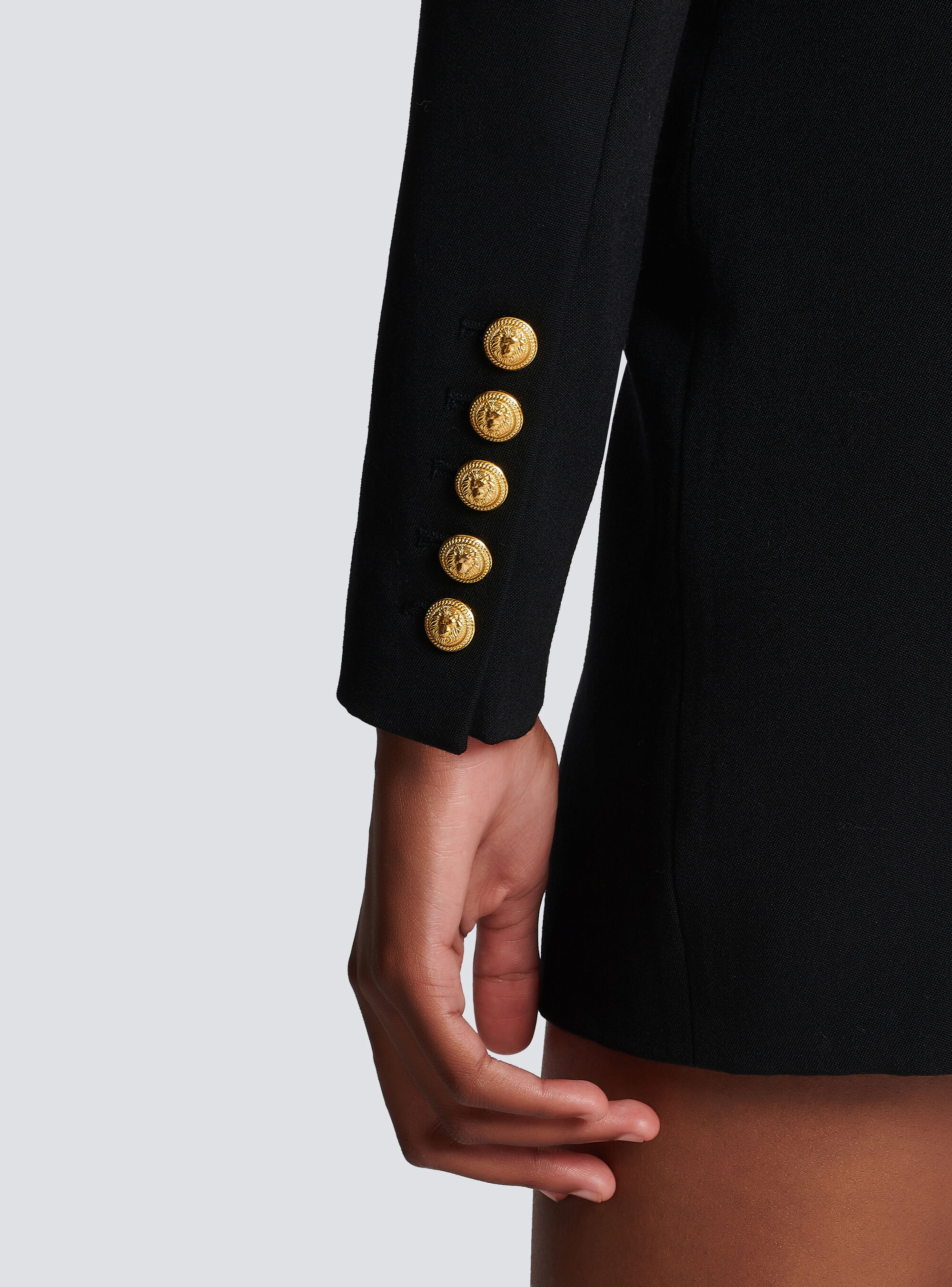 Balmain Grain De Poudre Tailored Dress In Black