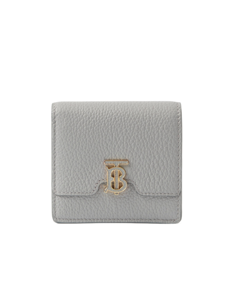 Burberry Tb Grained-texture Leather Wallet In Gray