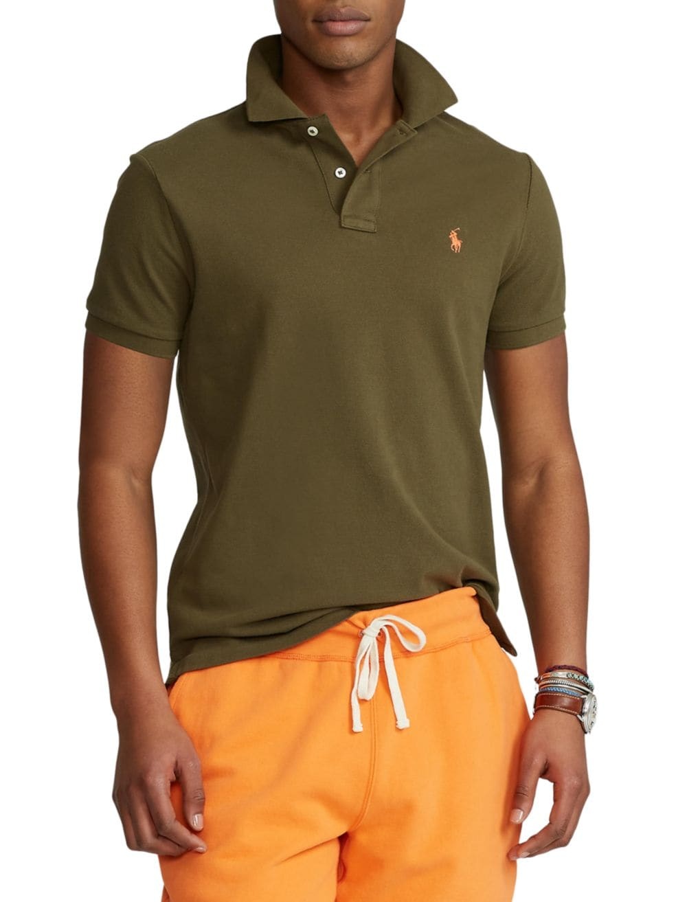 Polo Ralph Lauren Green Slim Cotton Logo Embroidery Polo Shirt In Green