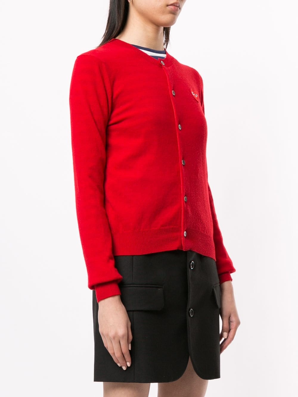 Comme Des Garçons Play Logo Embroidered Buttoned Cardigan In Red