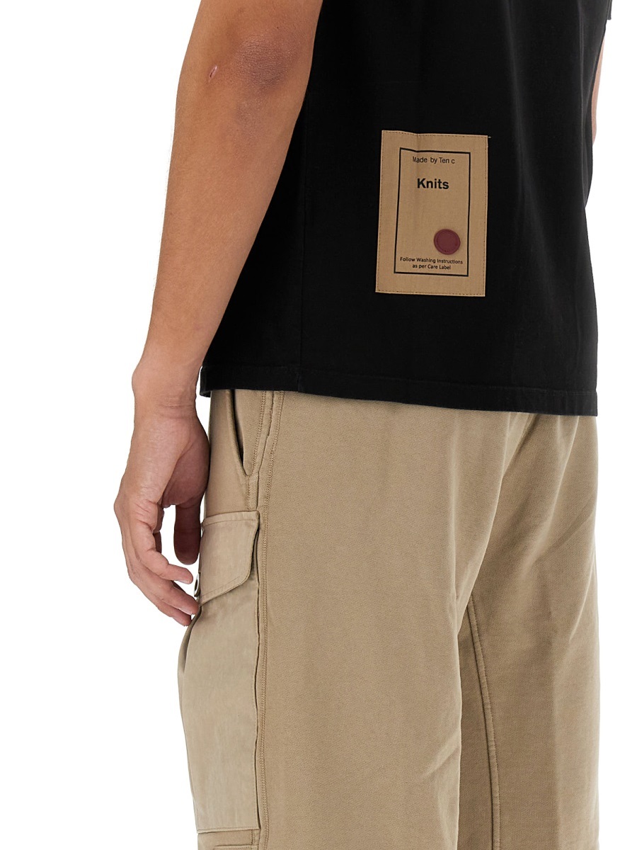 Ten C Logo Patch Crewneck T-shirt In Black