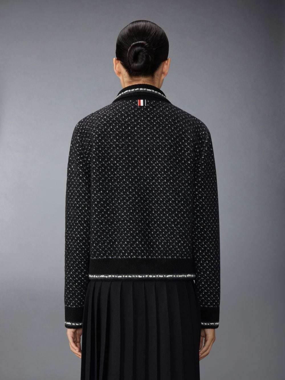Thom Browne Spread-collar Tweed Bomber Jacket In Black
