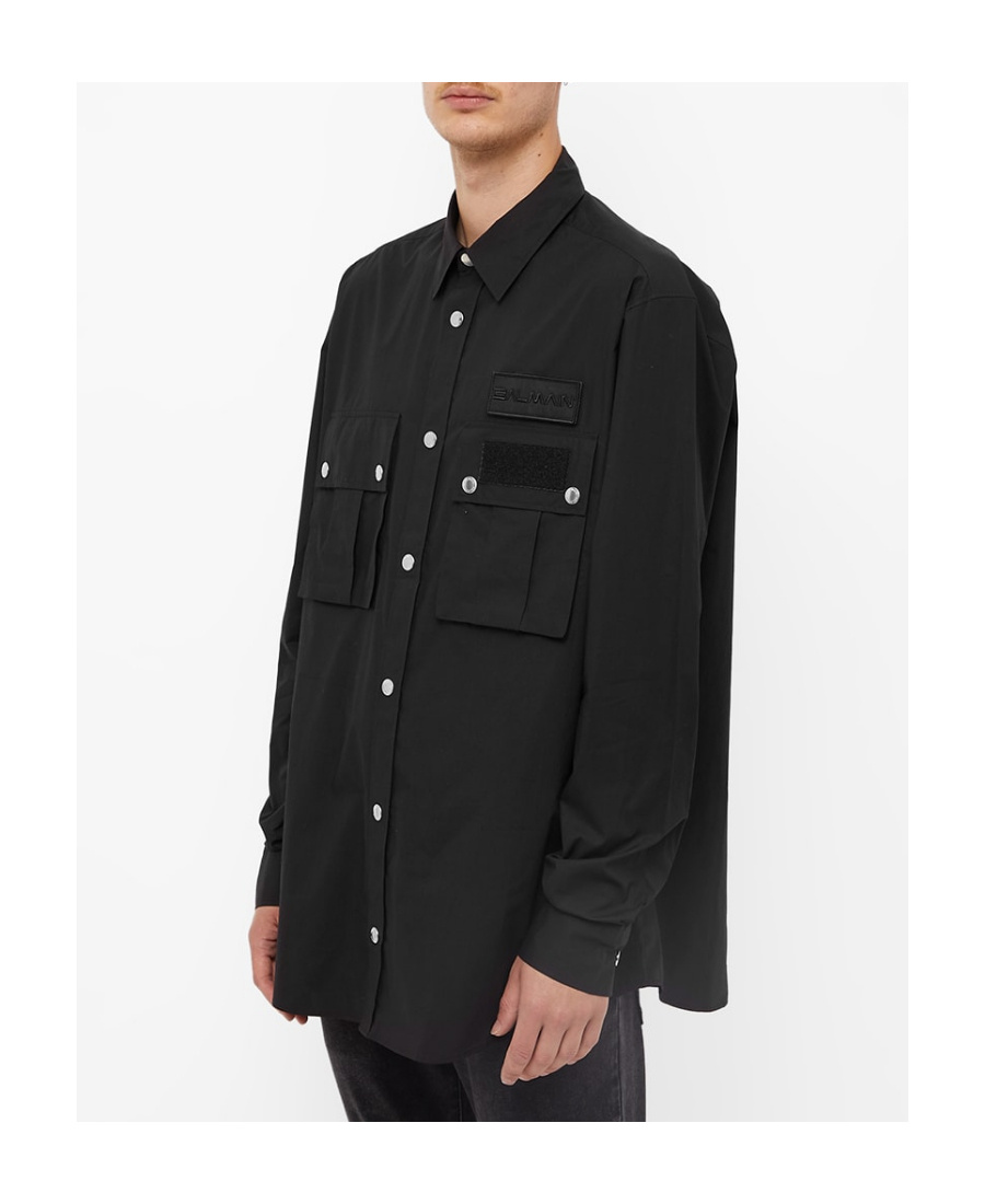 Balmain Long-sleeve Button-up Shirt In Black