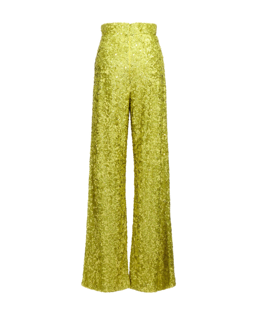Ermanno Scervino High Waist Sequin Embellished Wide Leg Trousers In Green