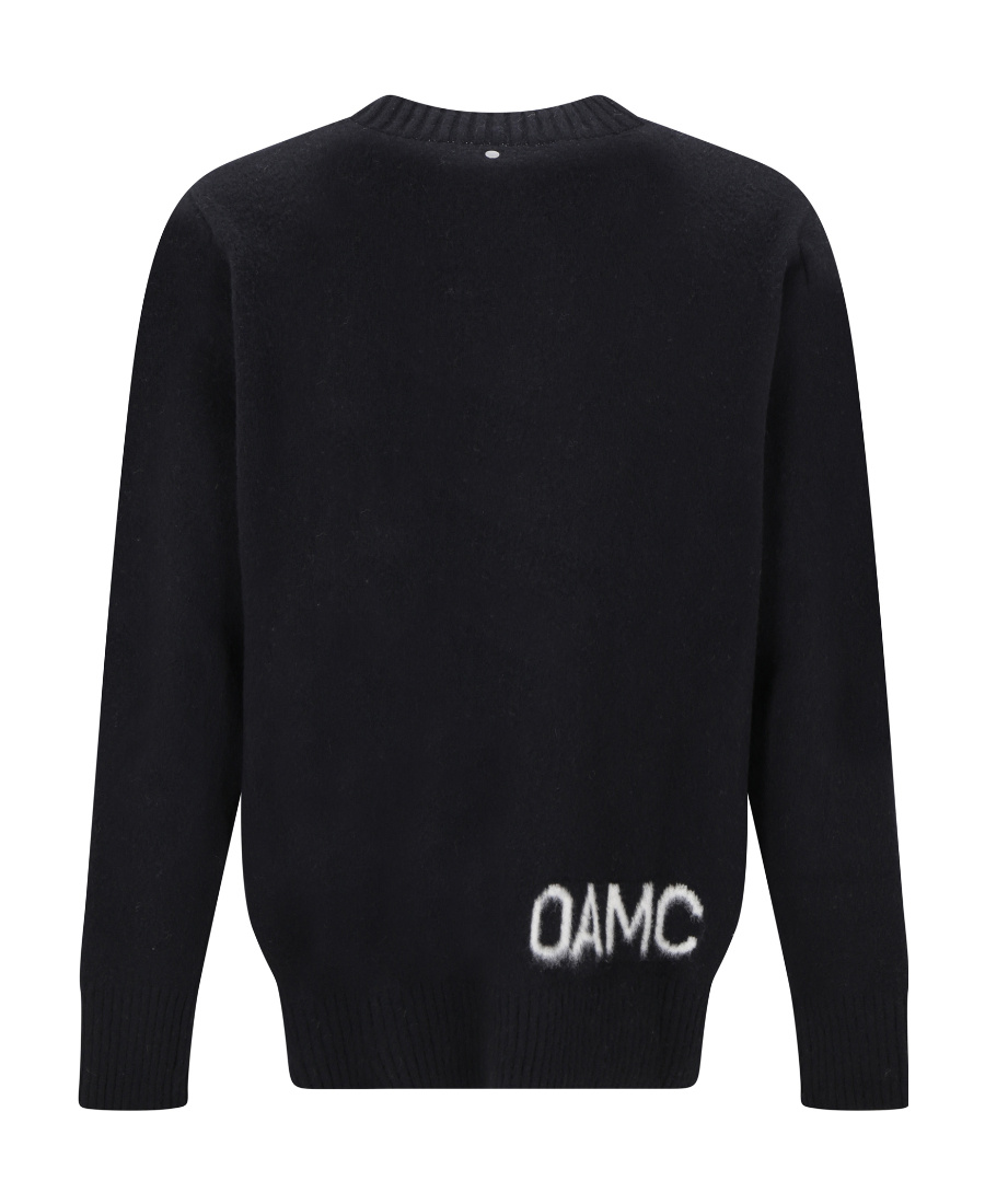 Oamc Logo-print Wool Jumper In Black