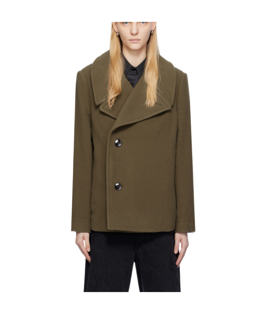 Lemaire Felted Wool Blazer In Green