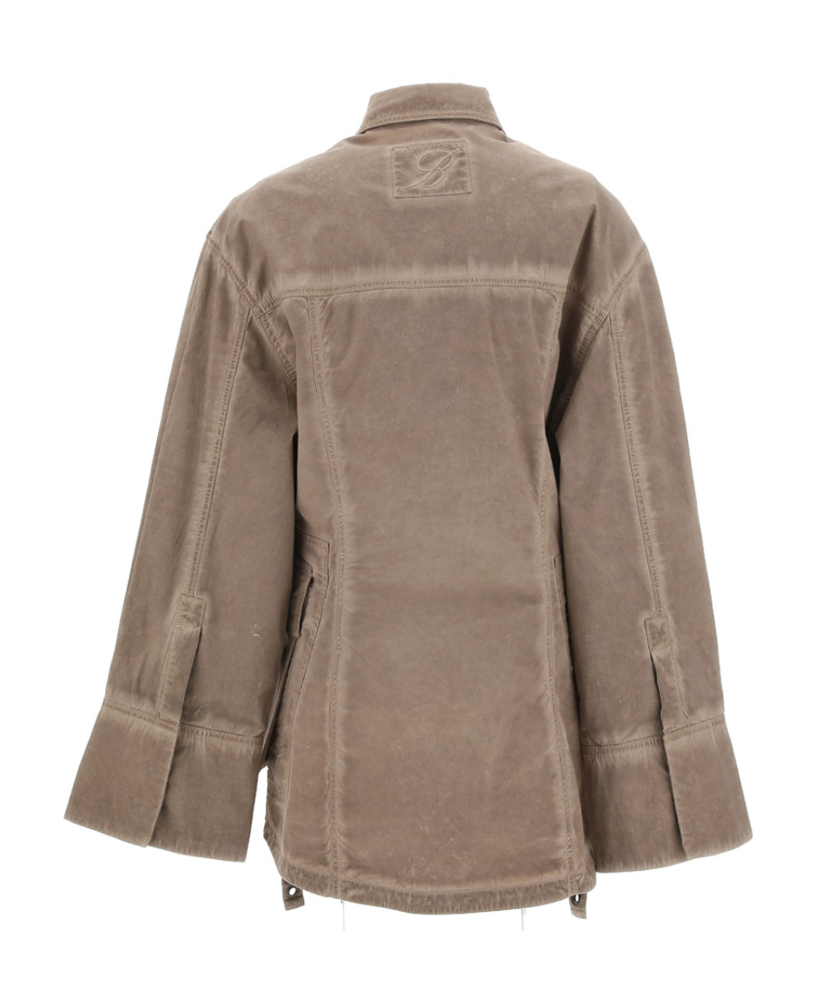 Blumarine Eyelet-embellished Denim Jacket In Brown