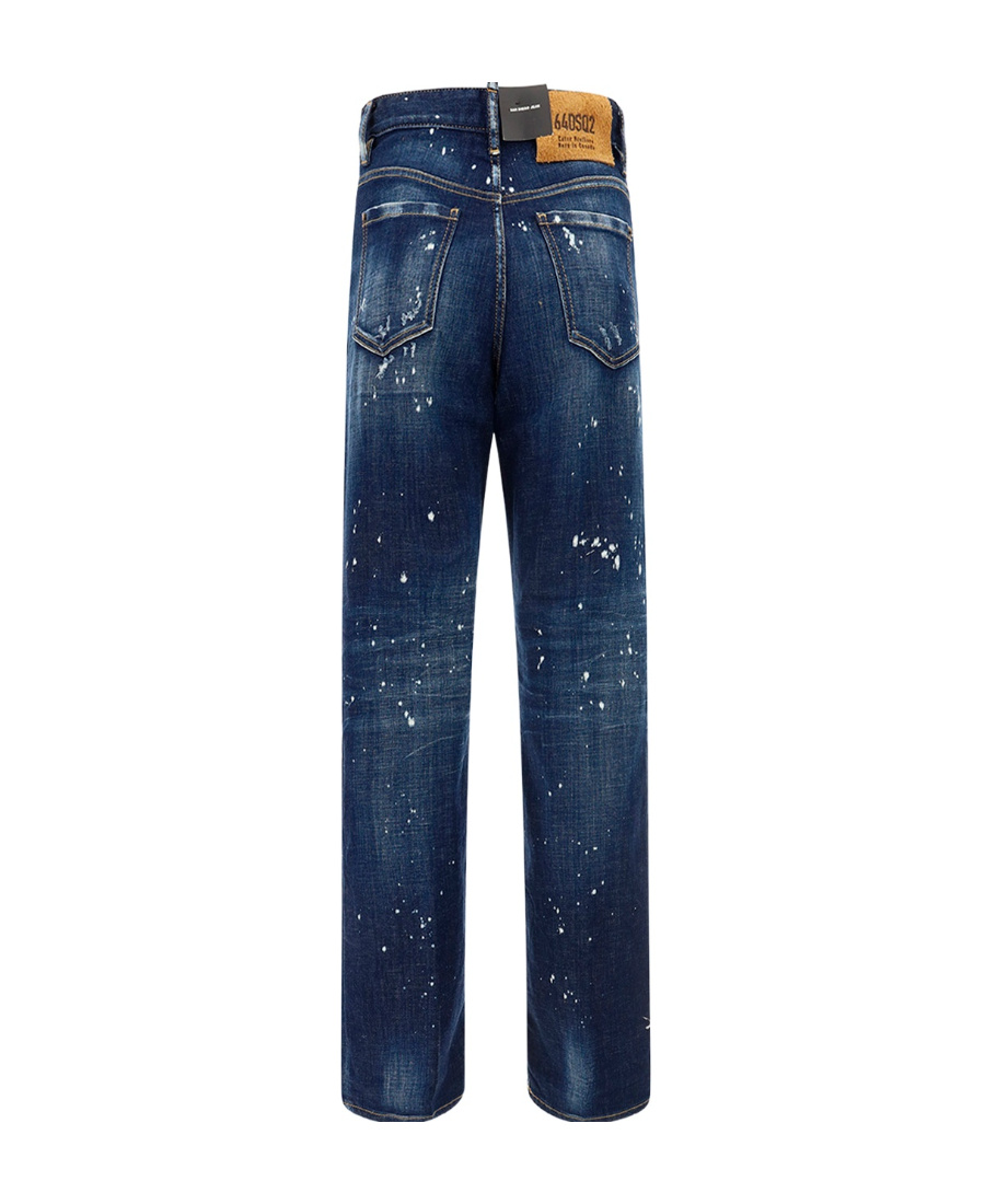 Dsquared2 Logo Patch Straight-leg Distressed Jeans In Black
