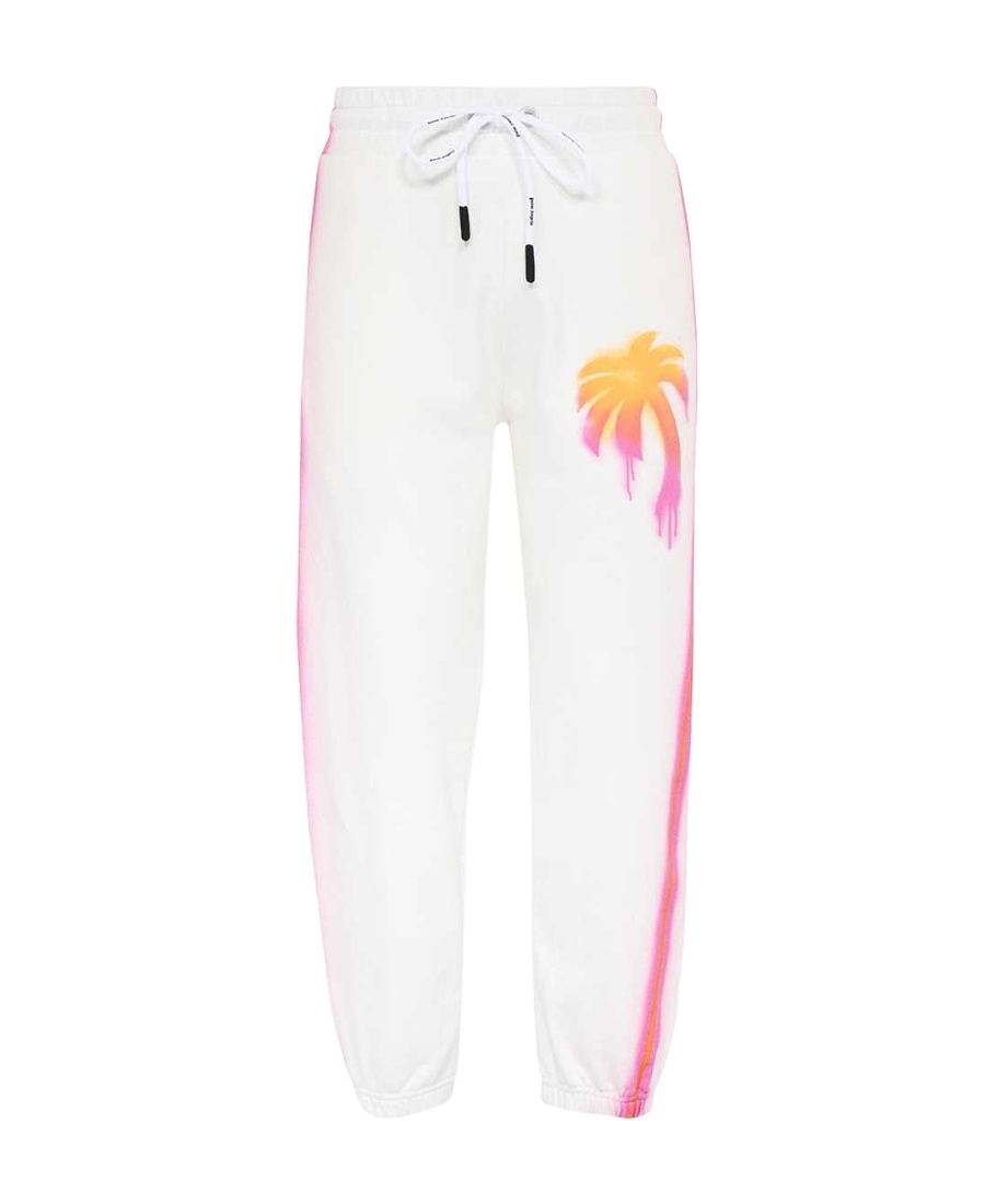 Palm Angels Sprayed Palm Cotton Track Pants In White
