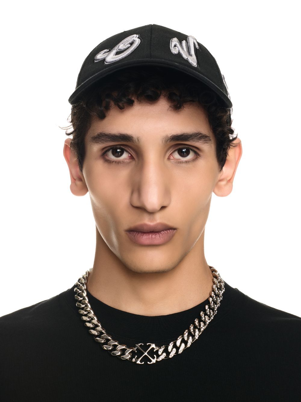 Off-white Embroidered Cotton Cap In Black