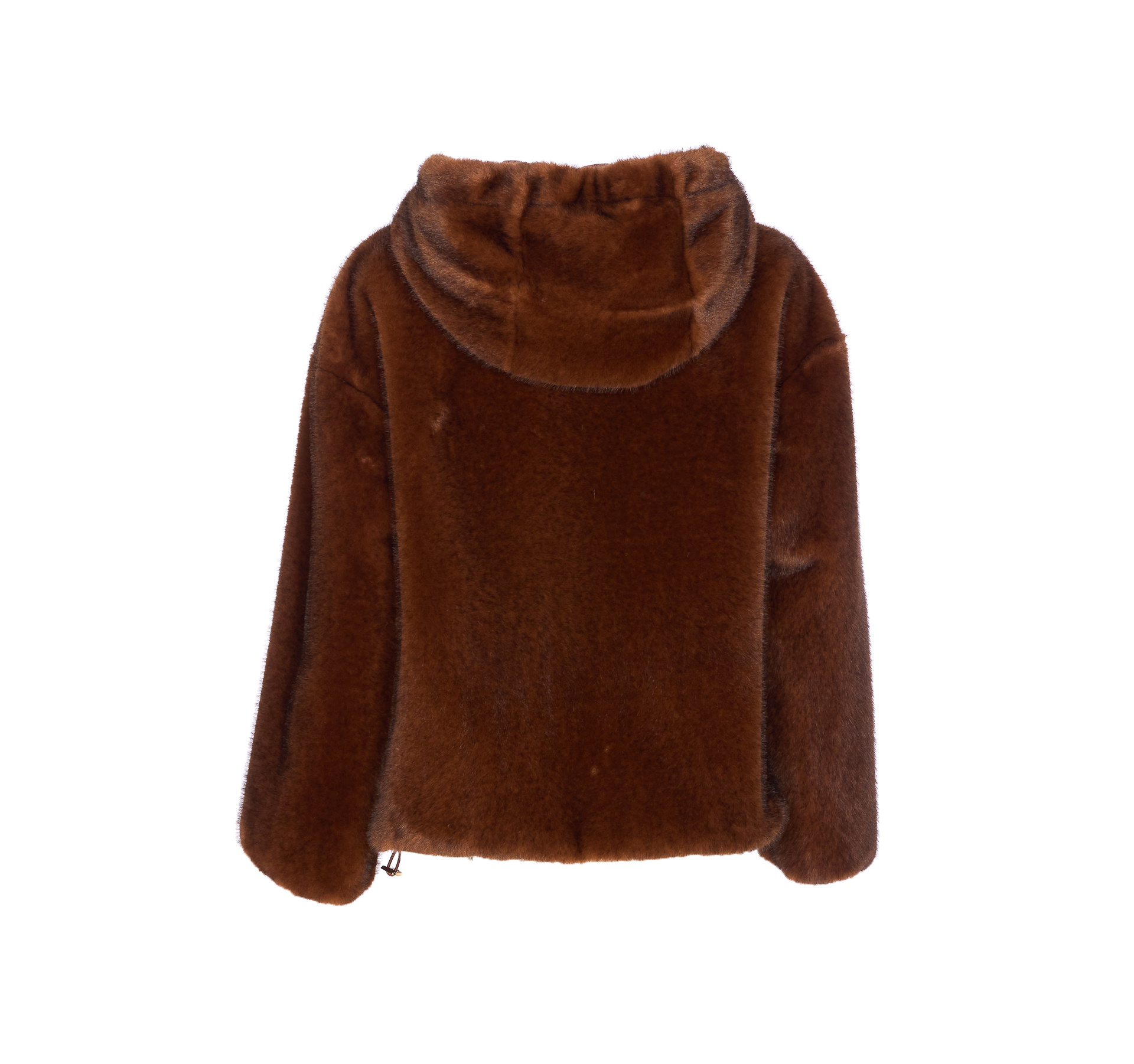 Herno Faux Fur Drawstring Hooded Bomber Jacket In Brown