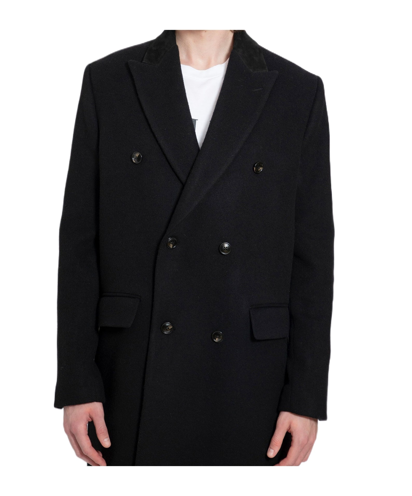 Amiri Double-breasted Long Coat In Black
