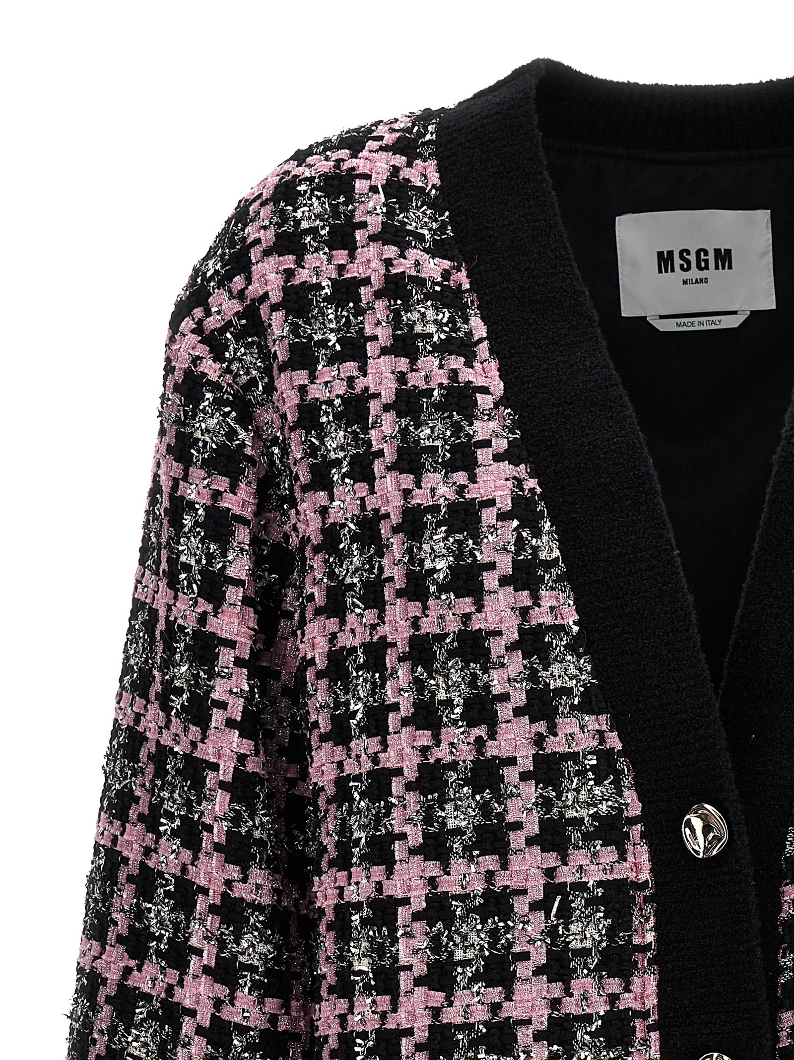 Msgm Single-breasted Tweed Jacket In Black