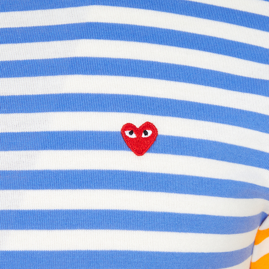 Comme Des Garçons Play Bi-color Stripe Longsleeve T-shirt Blue In Blue