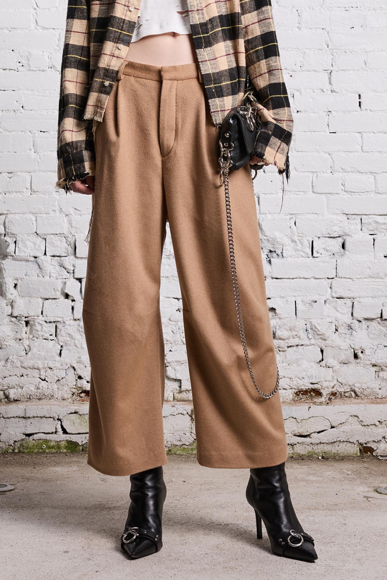 R13 Belt Ring Wool Casual Pants In Multicolor