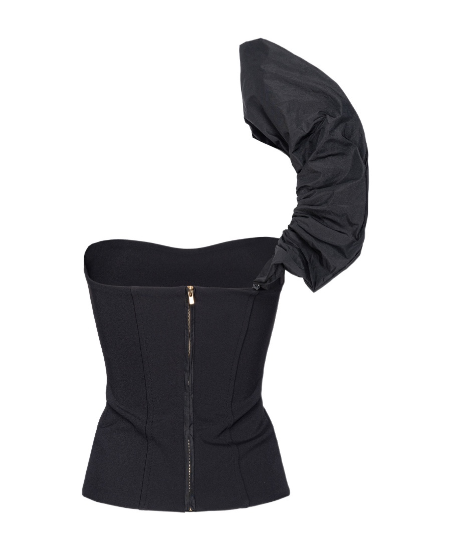 Pinko Asymmetric Corset-style Top In Black