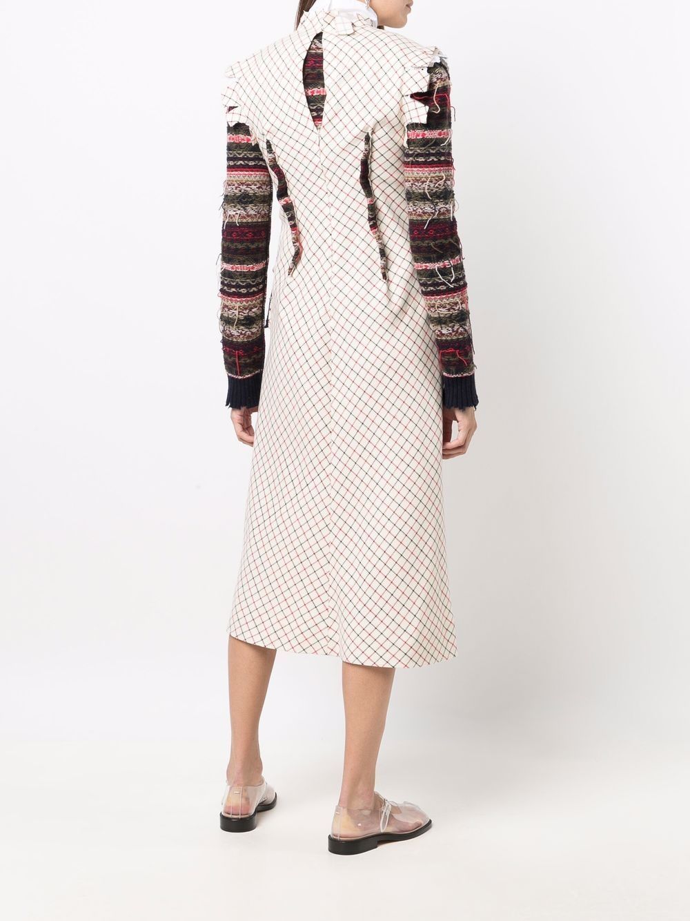Maison Margiela Check-print Panelled Midi Dress In Nude