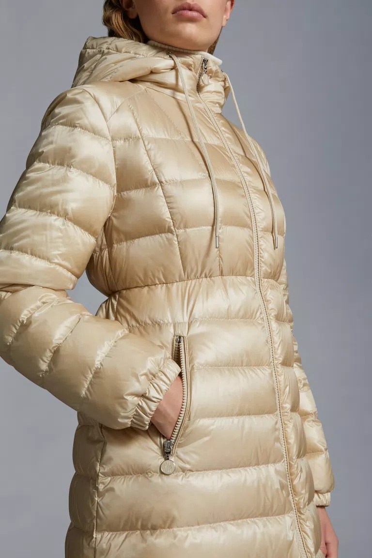 Moncler Amintore Hooded Down Coat In Nude