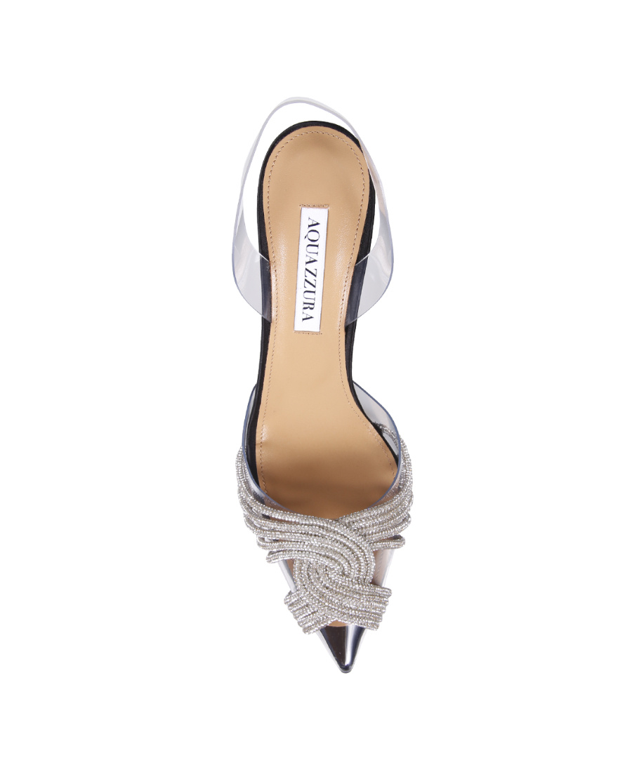 Aquazzura Gatsby 75 Crystal-embellished Sling Pumps In White