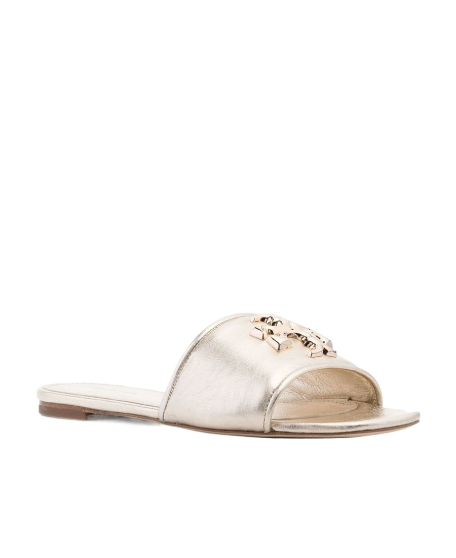Tory Burch Eleanor Logo-plaque Sliders In Nude