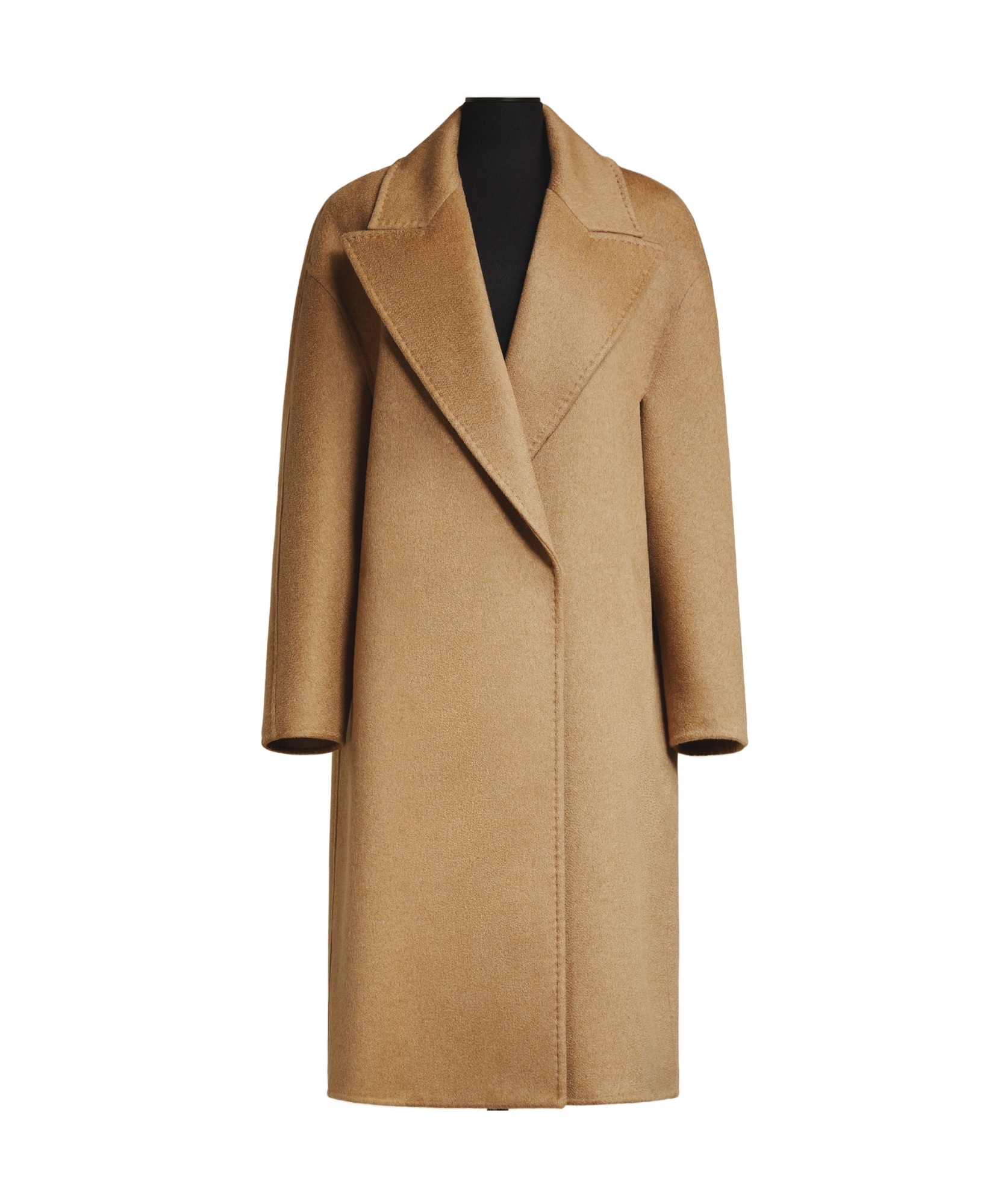 Max Mara Arona Double Face Virgin Wool Belted Coat In Nude