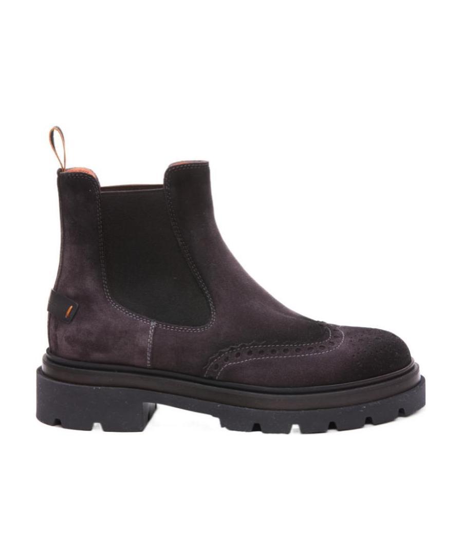 Santoni Side Elasticated-panel Ankle Boots In Black